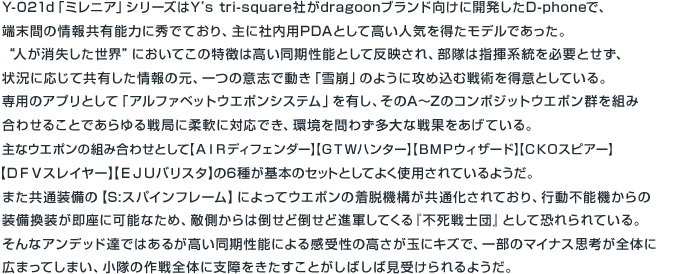 Y-021d「ミレニア」シリーズはY’s tri-square社がdragoonブランド向けに開発したD-phone